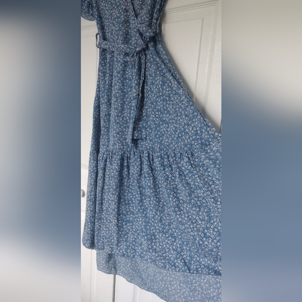 SHEIN Blue Floral High Low Dress